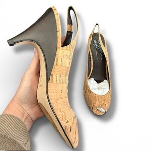 Donald J. Pliner Cork Tan Heels brand new